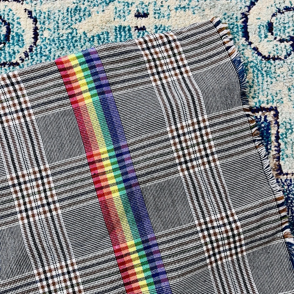 LAST CHANCE 🌈 Plaid Scarf with Rainbow Stripe